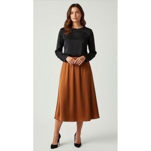 NEW The Drop Skirt A-Line Midi Tortoise Shell Elastic Waist XL